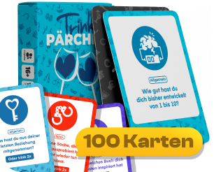 Nur Hauptspiel100 Karten im perfekten Mix: lustige Aufgaben, Spicy Challenges und tiefe Fragen - alles in einer Box.